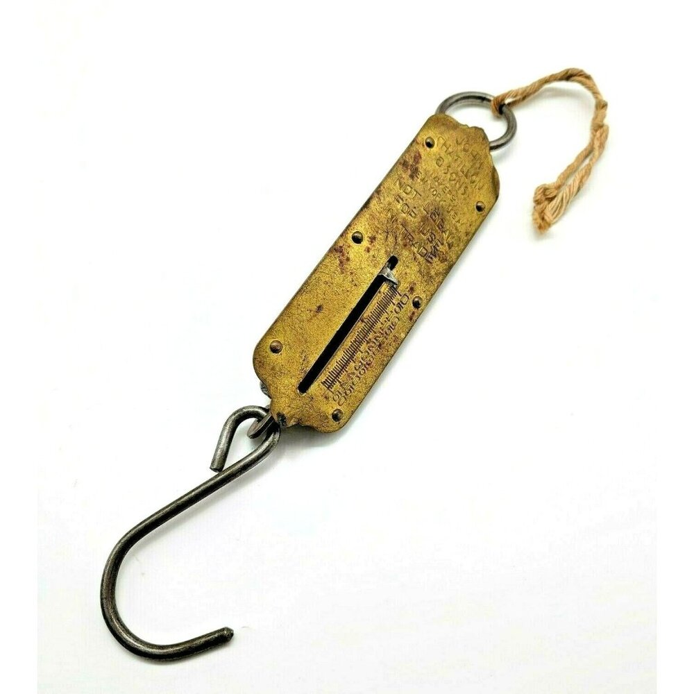 Vintage Spring Scale 50 Pound Hanging Brass John Chatillon & Sons  DE9